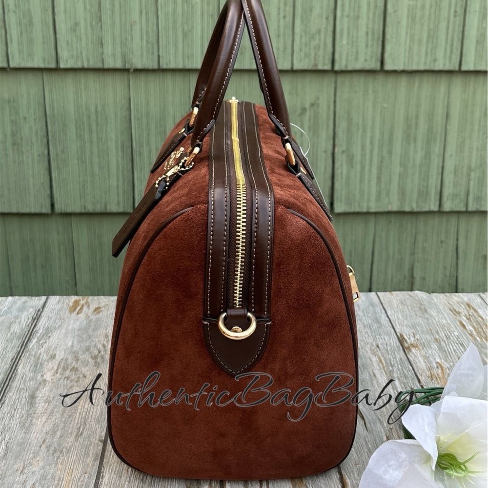 Coach Rowan Large Satchel Bag In Suede Purse - Picture 4 of 9